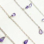 Load image into Gallery viewer, Purple Color Cubic Zirconia Pear Shape Dangle Chain. CZ60
