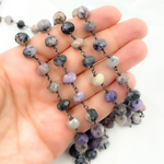 Load image into Gallery viewer, Charoite Oxidized 925 Sterling Silver Wire Chain.