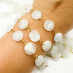 Load image into Gallery viewer, Coin Shape Moonstone Gold Plated Wire Chain.