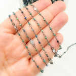 Load image into Gallery viewer, Chrysocolla and C.Z. Oxidized Wire Chain. CSO7