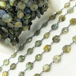 Load image into Gallery viewer, Labradorite Oxidized Wire Chain. LAB63