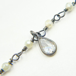 Load image into Gallery viewer, Coated Green Moonstone & CZ Dangle Oxidized Wire Chain. CMS39