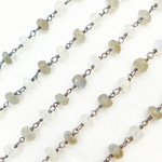 Load image into Gallery viewer, Labradorite & White Rainbow Moonstone Oxidized Wire Chain. LMS4