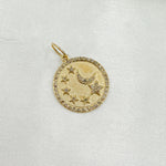 Load image into Gallery viewer, 14k Solid Gold Diamond Circle Moon and Stars Charm. GDP620