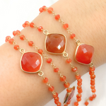 Load image into Gallery viewer, Carnelian Organic Shape Bezel Gold Plated Connected Wire Chain.