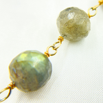 Load image into Gallery viewer, Labradorite Round Shape Gold Plated Wire Chain. LAB87