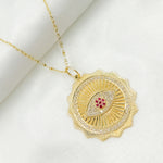 Load image into Gallery viewer, 14K Solid Gold Diamond & Ruby Evil Eye Charm. GDP330