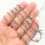 Load image into Gallery viewer, Coated Blue Moonstone & CZ Dangle Oxidized Wire Chain. CMS37