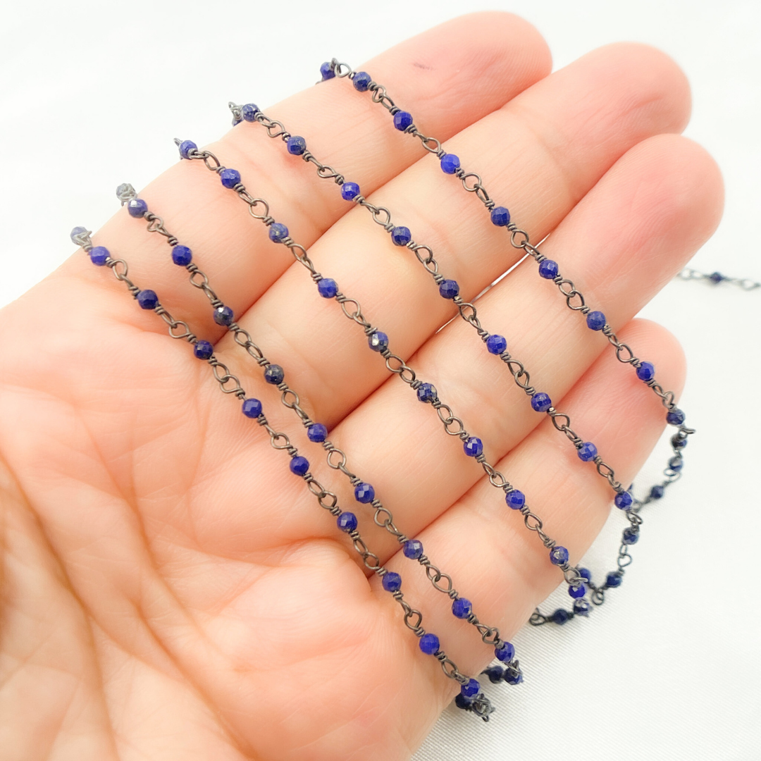 Lapis Lazuli Oxidized Wire Chain. LAP2