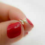Load image into Gallery viewer, ER412615Y. 14k Solid Gold Diamond Butterfly Stud Earrings