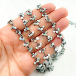 Load image into Gallery viewer, Larimar Cluster Dangle Oxidized Wire Chain.