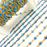 Load image into Gallery viewer, Created Blue Opal Round Shape Connected Chain. CBO8