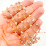 Load image into Gallery viewer, Rhodochrosite Gold Plated Wire Chain. RHD2