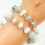 Load image into Gallery viewer, Coated Prehnite Gold Plated Wire Chain. CPR8