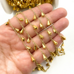Load image into Gallery viewer, Golden Pyrite Drop Dangle Gold Plated Wire Chain. PYR26