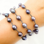 Load image into Gallery viewer, Peacock Freshwater Pearl Oxidized Wire Chain. PRL41