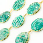 Load image into Gallery viewer, Amazonite Oval Shape Bezel Gold Plated Wire Chains