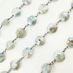 Load image into Gallery viewer, Coated Quartz Coin Shape Oxidized Wire Chain. CQU11