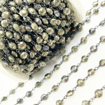 Load image into Gallery viewer, Pyrite Small Coin Shape Oxidized Wire Chain. PYR44