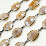 Load image into Gallery viewer, Multi Moonstone Oval Shape Bezel Oxidized Wire Chain.