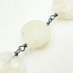 Load image into Gallery viewer, White Moonstone Coin Shape Oxidized Wire Chain. WMS32