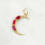 Load image into Gallery viewer, GDP563. 14k Solid Gold Diamond & Gemstone Moon Charm