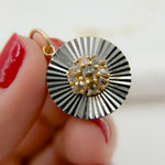 Load image into Gallery viewer, 14k Solid Gold and Sterling Silver Black Rhodium Diamonds Square Charm. KSG61