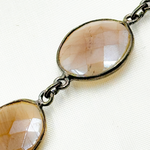 Load image into Gallery viewer, Coated Grey Moonstone Organic Shape Bezel Oxidized Wire Chain. CMS98
