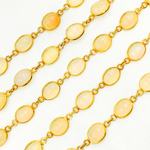 Load image into Gallery viewer, Ethiopian Opal Oval Shape Bezel Gold Plated Wire Chain. ETH10
