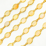 Load image into Gallery viewer, Ethiopian Opal Oval Shape Bezel Gold Plated Wire Chain.