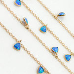 Load image into Gallery viewer, Created Blue Opal Triangle Shape Dangle Chain. CBO2