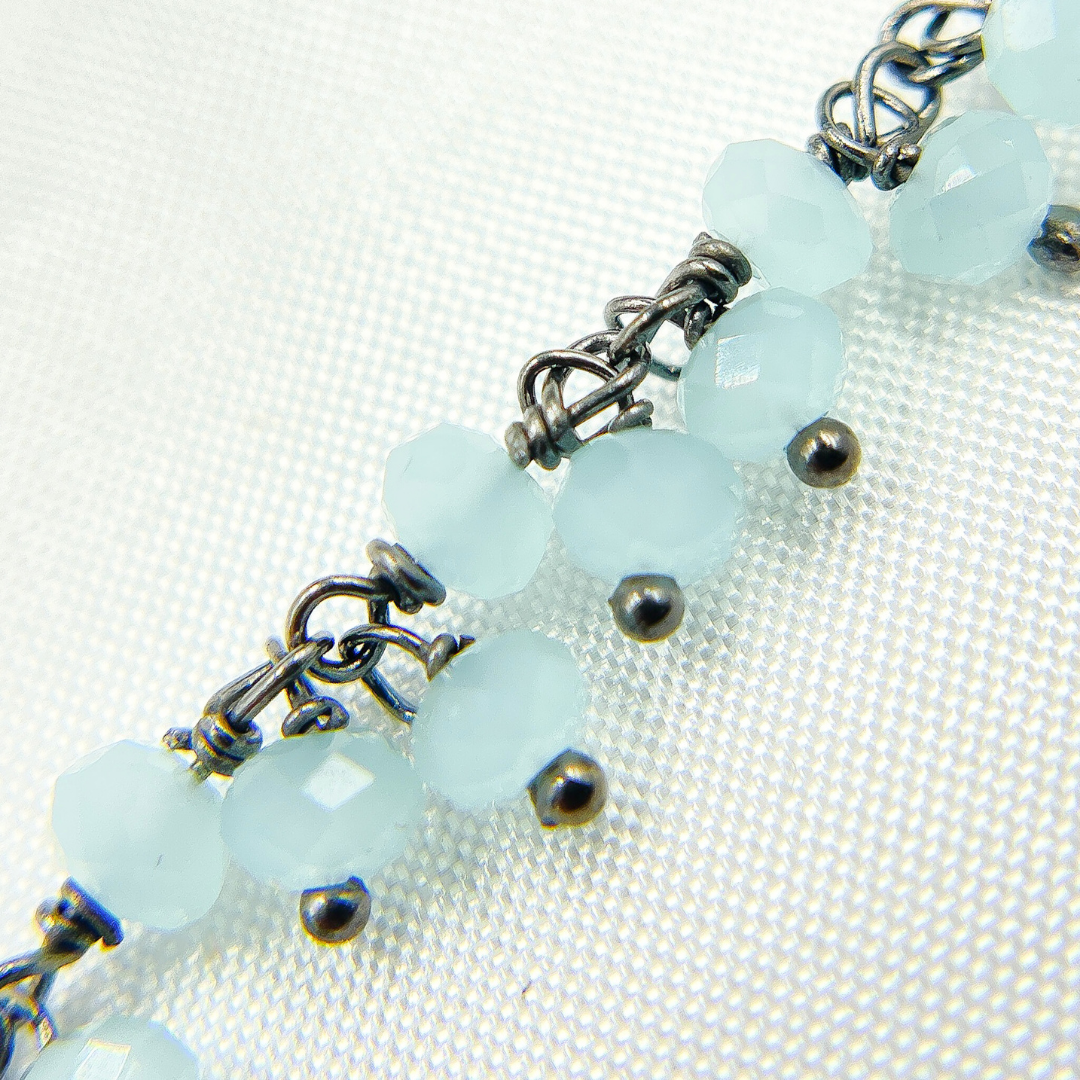 Chalcedony Cluster Dangle 3.5mm Oxidized Wire Chain. PCL19