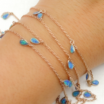 Load image into Gallery viewer, Created Blue Opal Rectangular Shape Dangle Chain. CBO6