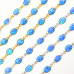 Load image into Gallery viewer, Created Blue Opal Oval Shape Connected Chain. CBO10