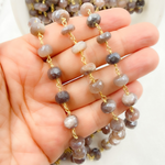 Load image into Gallery viewer, Coated Taupe Moonstone Gold Plated Wire Chain. CMS80