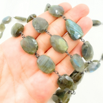 Load image into Gallery viewer, Labradorite Organic Shape Oxidized Wire Chain. LAB97