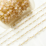 Load image into Gallery viewer, Rose Quartz Gold Plated 925 Sterling Silver Wire Chain. RQ6