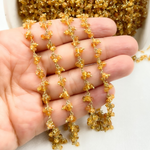 Load image into Gallery viewer, Orange Garnet Cluster Dangle Gold Plated Wire Chain. GAR9