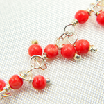 Load image into Gallery viewer, Red Coral Cluster Dangle 925 Sterling Silver Wire Chain. COR18
