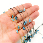 Load image into Gallery viewer, Blue Cubic Zirconia Rectangle Shape Dangle Chain. CZ66