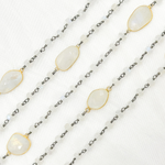 Load image into Gallery viewer, White Moonstone Oxidized Connected Wire Chain. MS33