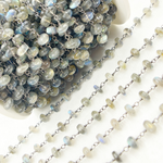 Load image into Gallery viewer, Labradorite Oxidized 925 Sterling Silver Wire Chain. LAB3