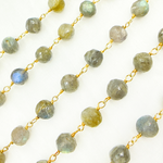 Load image into Gallery viewer, Labradorite Round Shape Gold Plated Wire Chain. LAB69