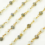 Load image into Gallery viewer, Labradorite & Moonstone Gold Plated 925 Sterling Silver Wire Chain. LMS1