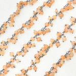 Load image into Gallery viewer, Peach Moonstone Cluster Dangle Oxidized Wire Chain. MS66