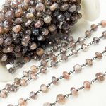 Load image into Gallery viewer, Coated Rondel Moonstone Oxidized Wire Chain. CMS73
