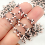 Load image into Gallery viewer, Pink Coral Cluster Dangle Oxidized Wire Chain. COR17