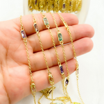 Load image into Gallery viewer, Multi Color Cubic Zirconia Rectangular Shape Connected Chain. CZ46