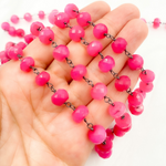 Load image into Gallery viewer, Pink Chalcedony Oxidized Wire Chain. PCL18