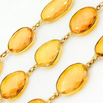 Load image into Gallery viewer, Hydro Quartz Citrine Organic Shape Bezel Gold Plated Wire Chain. HQ5

